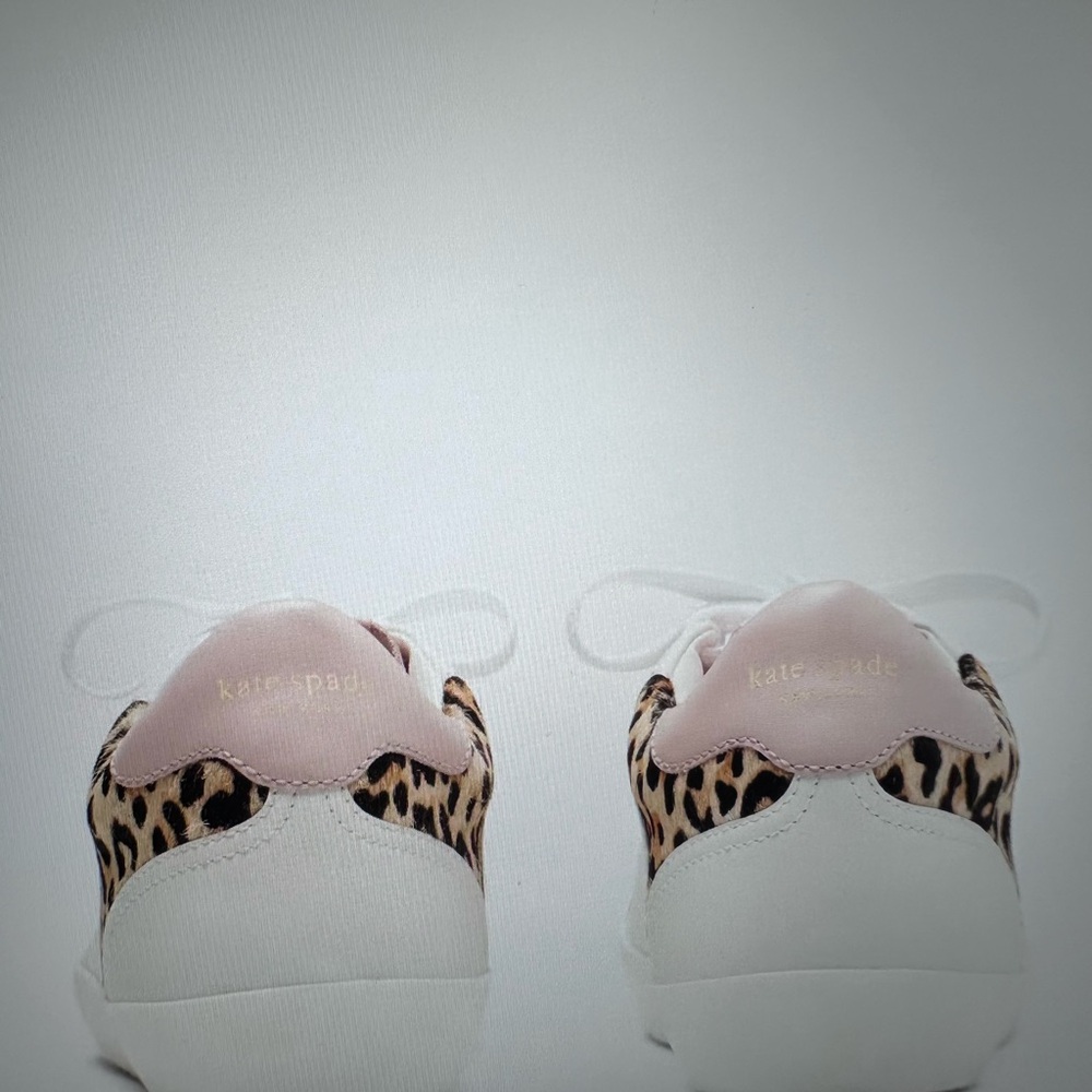 New in Box Kate Spade Ace Pink and Leopard Print Sneakers sz 6 .5 - Picture 4 of 14